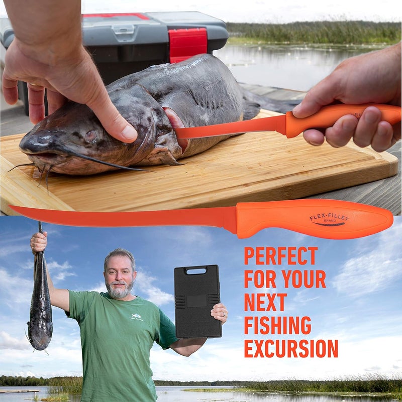 Maxam Flex Fillet Fishing Cutlery Set with Sharpening Steel, Cutting Board and Durable Leymar Handles, 5-peice - Image 4