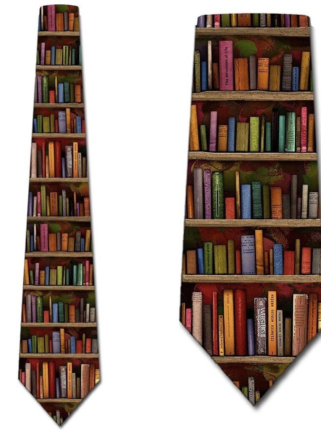 Three Rooker Book Ties Mens Literary Book Shelf Necktie - Image 2