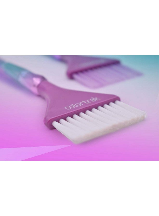 Colortrak The Aurora Collection Wide Color Brushes, Gem-Cut Handle, Tapered End, Stain-Free Metallic Finish, Matches Other The Aurora Collection Products, 2 Pack - 1Xfirm Bristle, 1Xfeather Bristle - Image 5