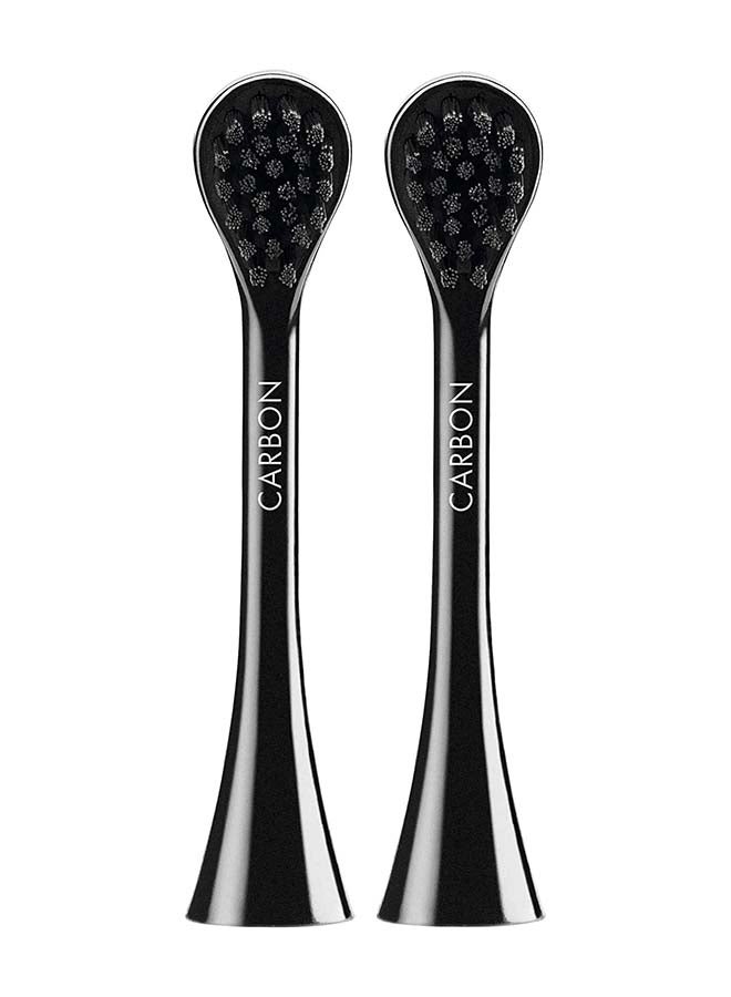 CURAPROX Hydrosonic Black Is White Carbon Whitening Brush Heads, 2 Pieces - Activated Charcoal Electric Replacement Toothbrush Heads. - Image 1