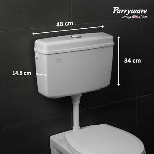 PARRYWARE SLIMLINE PREMIUM Flush Tank for Toilet | Polymer/PVC Dual Flush System Exposed CISTERN (White) 10-5L | 2 Year Warranty | for Western (EWC) or Indian Commodes | E83921C - Image 2