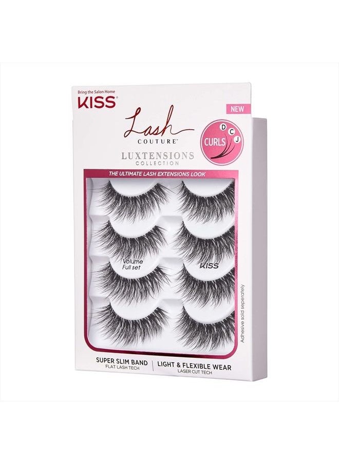 Lash Couture LuXtensions Collection False Eyelashes Multipack, Flat Lash Technology, Super Slim Lash Band, Real Lash Extension Fibers, Reusable Strip Lashes, Volume Full Set', 4 Pairs