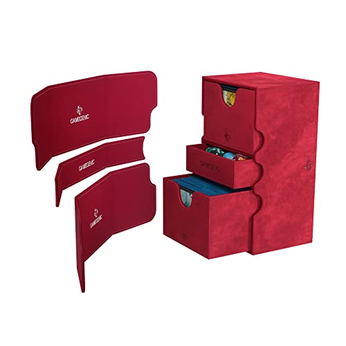 Gamegenic Stronghold 200 XL Convertible Deck Box DoubleSleeved Card Game Protector with Accessories Drawer Nexofyber Surface Holds up to 200 Cards Red Color Made by Gamegenic GGS20111ML - Image 5