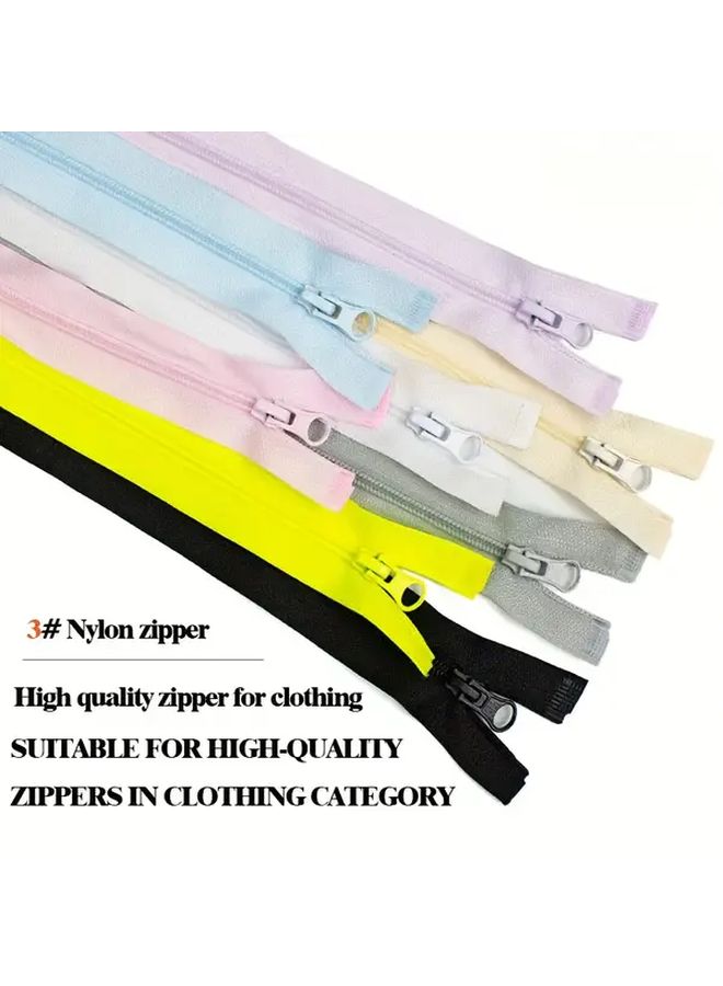 Beige 50CM 3 Nylon Zipper Single End Open Durable Plastic Zipper For Clothing And Crafts - Image 1