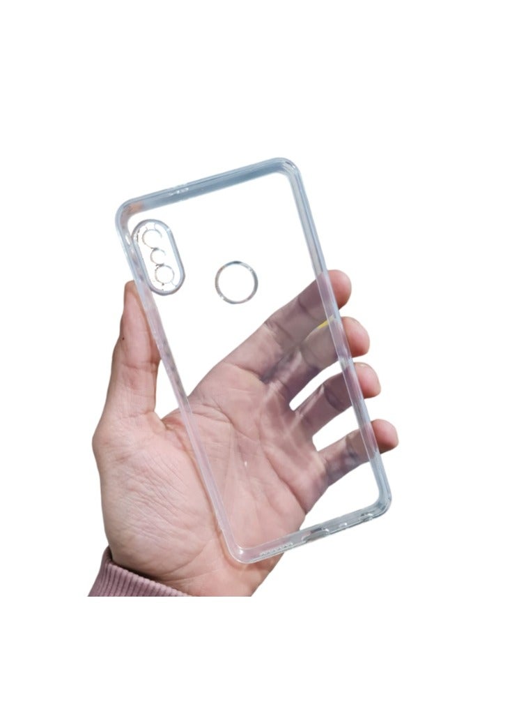 Rubber Back Cover for MI Redmi Note 5 Pro Shockproof TPU Cushioned Edges (Transparent) All Side Protection