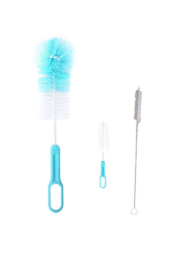 Generic Bottle Brush Set of 3 for Narrow Neck Bottles, Baby Bottles, Glass Bottles and Canning Supplies, Along with Ergonomic Handle, Blue  - Image 1