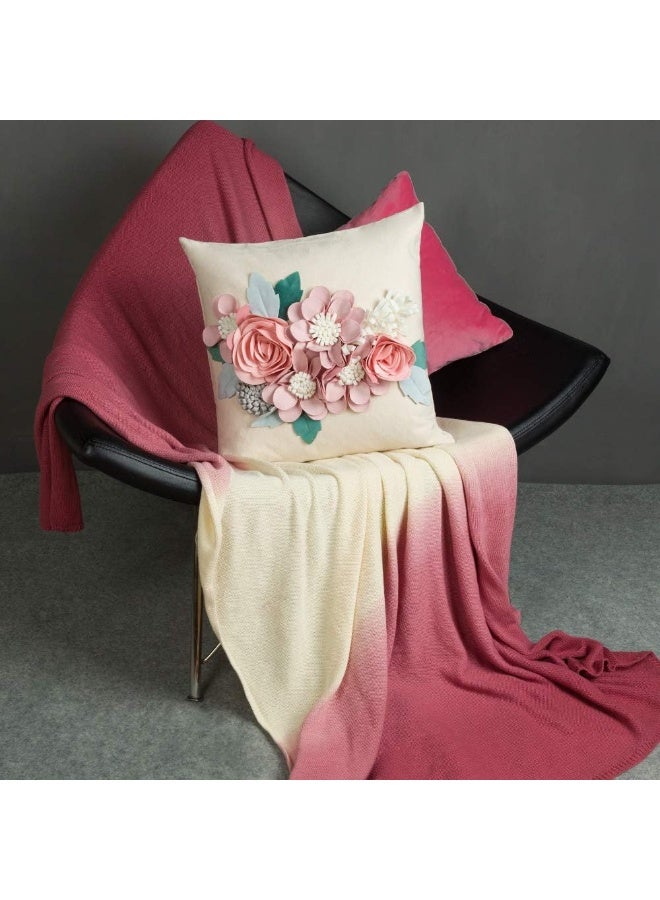 JWH Spring Flower Throw Pillow Cover Aesthetic Decorative Floral Accent Pillow Case Colorful Cushion Handmade Pillowcase Bed Living Room Couch Office 18x18 Inch Beige Pink - Image 4