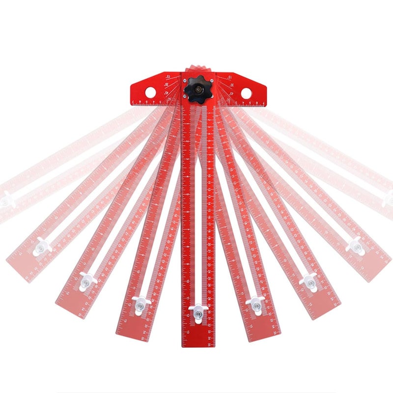T Square Ruler Protractor for Crafting, Aluminum Alloy Carpenter Layout Measuring Tool with Mechanical Pencil, Multi Angle Marking Ruler for Woodworking and DIY Projects - Image 2