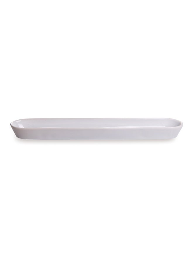 Restaurantware Siluro 12 Inch Olive Tray, 1 Narrow Olive Plate - Microwave-Safe, Oven-Safe, White Porcelain Narrow Serving Tray, Chip-Resistant, For Olives Or Cheeses - Image 1