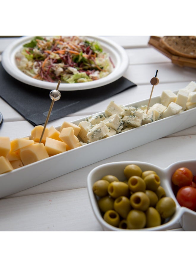 Restaurantware Siluro 12 Inch Olive Tray, 1 Narrow Olive Plate - Microwave-Safe, Oven-Safe, White Porcelain Narrow Serving Tray, Chip-Resistant, For Olives Or Cheeses - Image 3