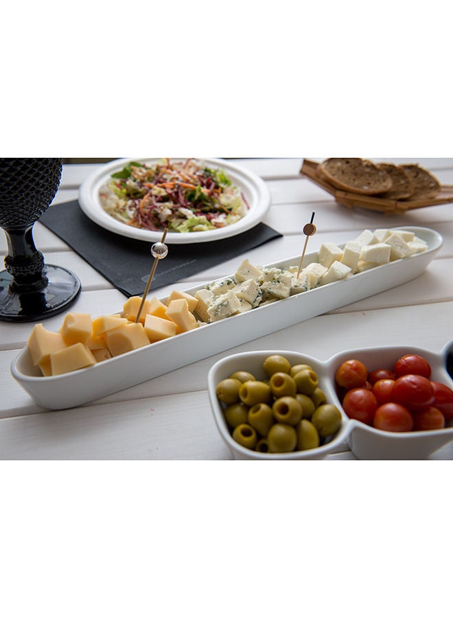 Restaurantware Siluro 12 Inch Olive Tray, 1 Narrow Olive Plate - Microwave-Safe, Oven-Safe, White Porcelain Narrow Serving Tray, Chip-Resistant, For Olives Or Cheeses - Image 5