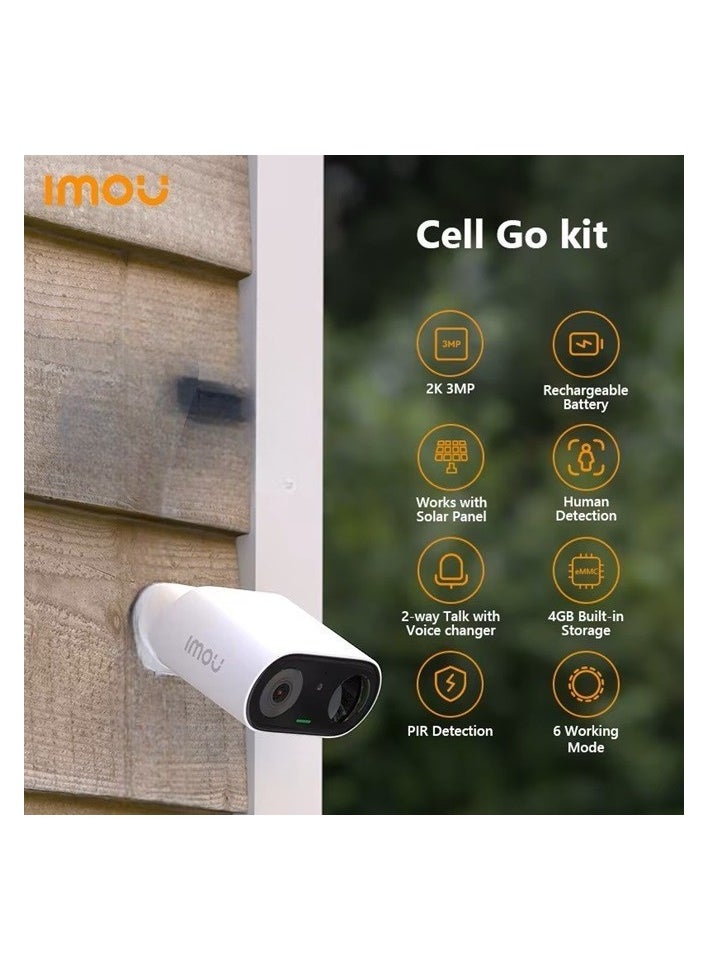 IMOU - 3MP Cell Go Portable GoTo Camera 2K, Built-in Siren, PIR Detection, Two-way Talk, Human Detection, Privacy Mode, IP65 - Image 1