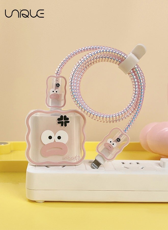 Unique Lovely Humor DIY Cable Protector USB Charger Saver Charging Data Earphone Line Bite Organizor Compatible with All iPhone 15 11 12 13 14 15 Pro Max Mini etc USB Wire (Pink)  - Image 1