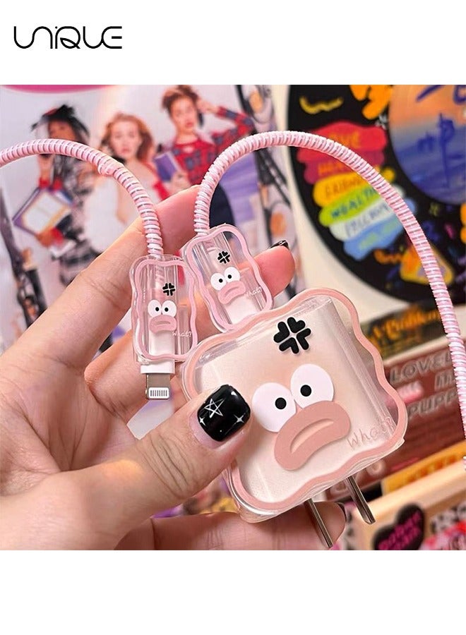 Unique Lovely Humor DIY Cable Protector USB Charger Saver Charging Data Earphone Line Bite Organizor Compatible with All iPhone 15 11 12 13 14 15 Pro Max Mini etc USB Wire (Pink)  - Image 4