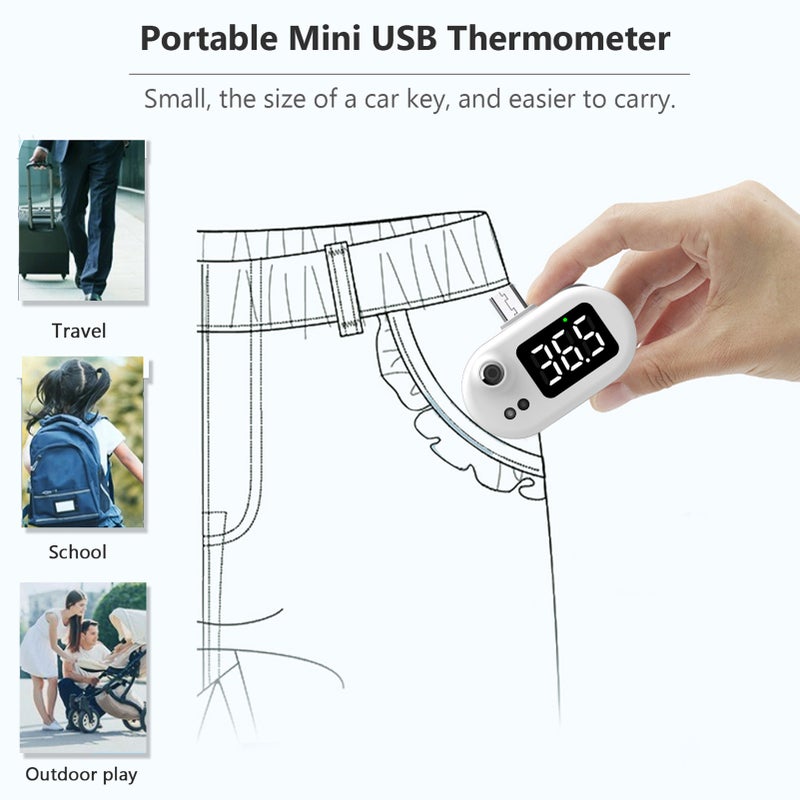 USB Smart Thermometer USB Intelligent Thermometer Portable Mini Cell Phone Thermometer Non-contact Type Infrared USB Thermometer for Adults & Kids Temperature Measurement Device ℃/ ℉ Conversion - Image 5