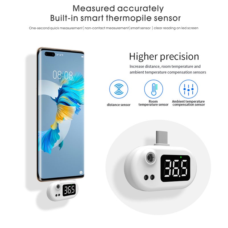 USB Smart Thermometer USB Intelligent Thermometer Portable Mini Cell Phone Thermometer Non-contact Type Infrared USB Thermometer for Adults & Kids Temperature Measurement Device ℃/ ℉ Conversion - Image 3