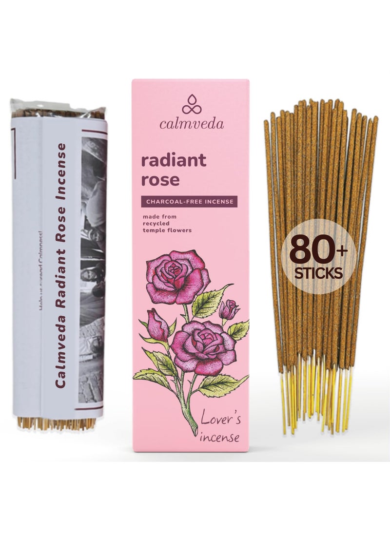 Calmveda Calmveda Rose Incense Sticks 80 Sticks  Charcoal Free Handmade by Indian Artisans Perfect Housewarming Gift Promotes Love  Care 