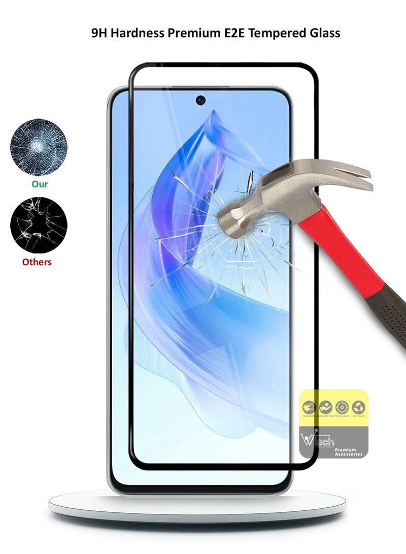 Wtech Honor 90 Lite 5G 2023 Premium E2E Full Glue Full Cover Tempered Glass Screen Protector (MSGECN) - Clear/Black - Image 4