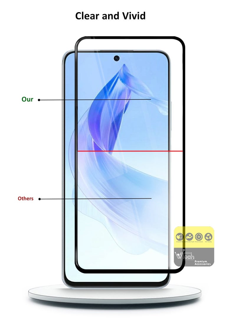 Wtech Honor 90 Lite 5G 2023 Premium E2E Full Glue Full Cover Tempered Glass Screen Protector (MSGECN) - Clear/Black - Image 5