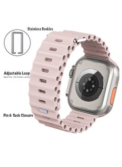 Color Fans Soft Silicone Ocean Sports Strap Compatible Apple Watch 41mm 40mm 38mm for Men Women, Adjustible Watch Band for Apple Watch SE/Series 9/8/7/6/5/4/3/2/1 - Pink Sand  - Image 4