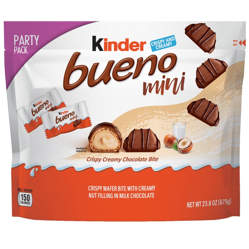 Kinder Bueno Mini, 125 Count Party Pack, Milk Chocolate and Hazelnut Cream, Individually Wrapped Chocolate Bars, 23.8 oz - Image 1