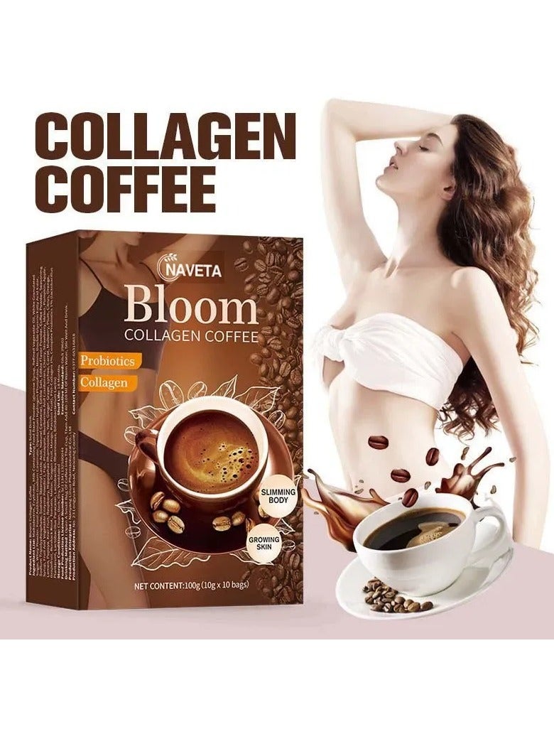 NAVETA 10 bags-Bloom Collagen Coffee 100% Organic and Glutathione, Diet Coffee Slimming Coffee Gluta Collagen Detox Premium with Collagen Coffee - Image 1