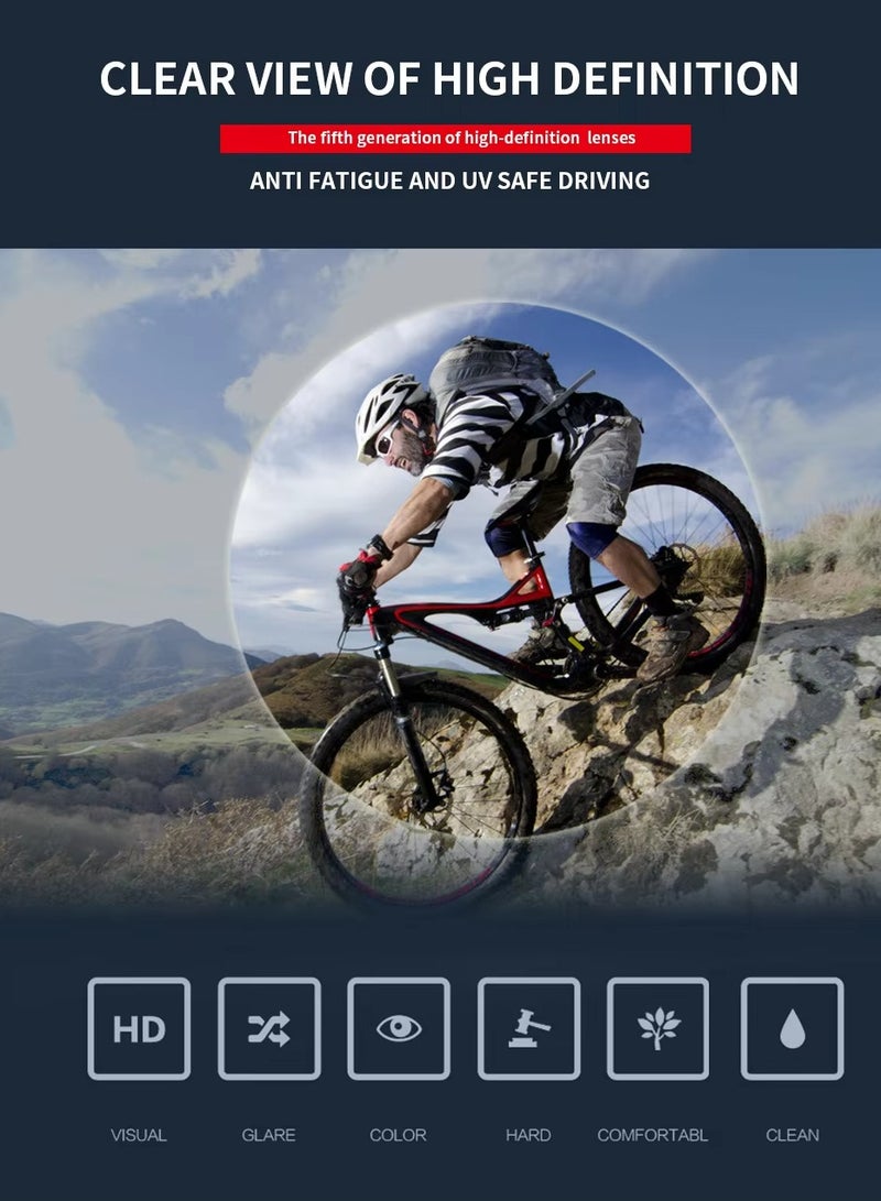 KIIUMI 2 Pcs Outdoor Sports UV Protection Half Frame Sunglasses, UV400 Polarized Cycling safety Sports Sunglasses, Windproof Goggles for Baseball Golf (Silver+Blue) - Image 2