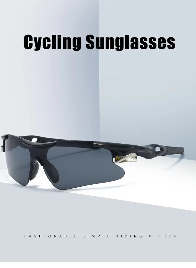 KIIUMI 2 Pcs Outdoor Sports UV Protection Half Frame Sunglasses, UV400 Polarized Cycling safety Sports Sunglasses, Windproof Goggles for Baseball Golf (Silver+Blue) - Image 3