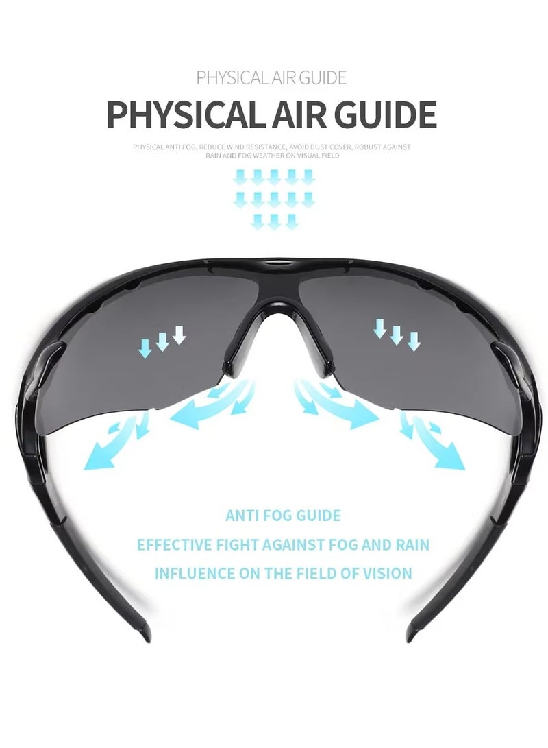 KIIUMI 2 Pcs Outdoor Sports UV Protection Half Frame Sunglasses, UV400 Polarized Cycling safety Sports Sunglasses, Windproof Goggles for Baseball Golf (Silver+Blue) - Image 5