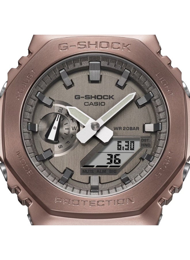 كاسيو ساعة كاسيو جي-شوك GM-2100MF-5ADR للرجال (Midnight Fog) أنالوج/ديجيتال، إطار معدني مطلي أيونياً باللون البني، مقاومة ماء 200 متر، سوار ريزن شبه شفاف - Image 3