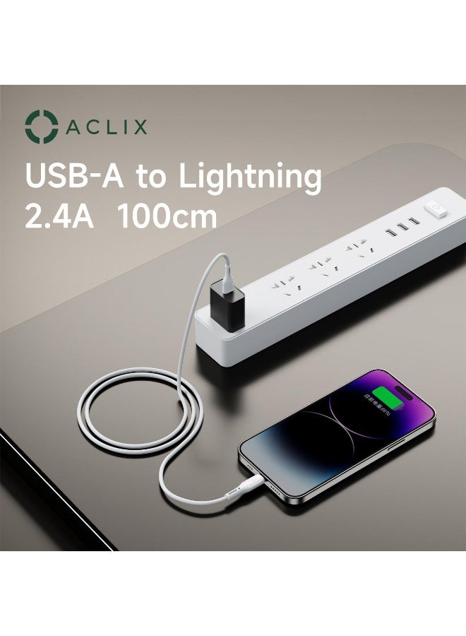ACLIX Usb-A Cable, Usb-A To Usb-Lighting Cable, Usb A Charger Cable - 1M White - Image 4