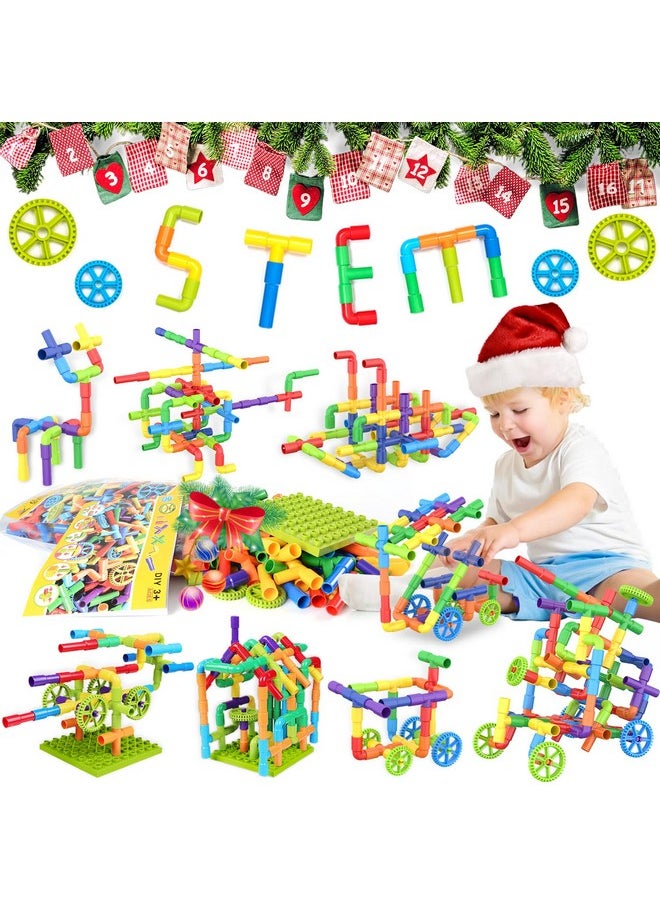 WishaLife WishaLife 175 Pieces STEM Building Blocks Set, Kids Tube Locks Construction Set with Baseplate, Preschool Educational Pipe Toy Gift for Toddler Aged 3+  - Image 1