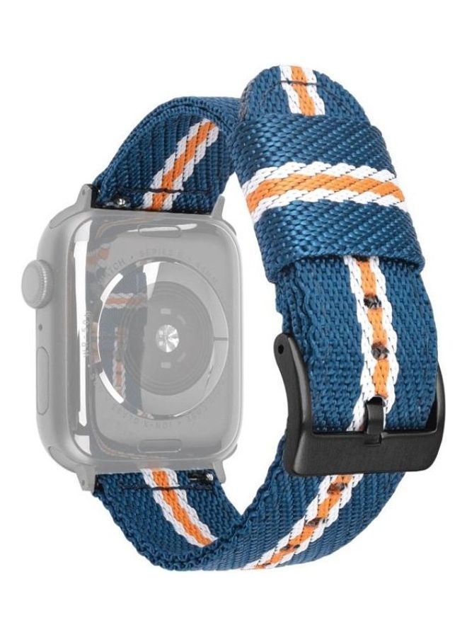NIBEMINENT Ethnic Replacement Watchband For Apple Watch Series 1/2/3/4/5/6/7/SE 38-40-41mm Blue/White/Yellow  - Image 1