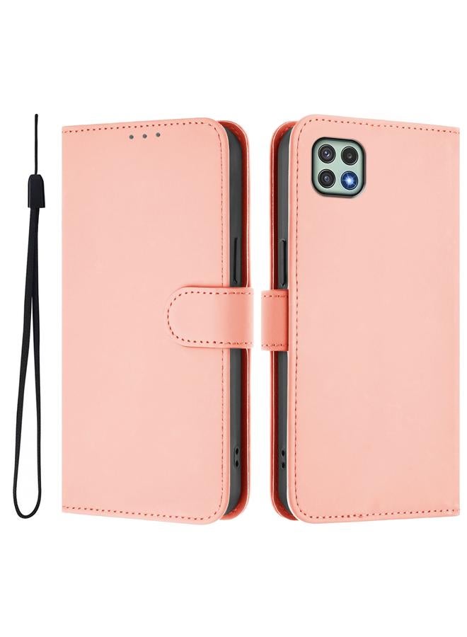 S-TOP Case For Samsung Galaxy A22 5G / F42 5G Skin Feel Solid Color Leather Phone Case with Lanyard - Image 2