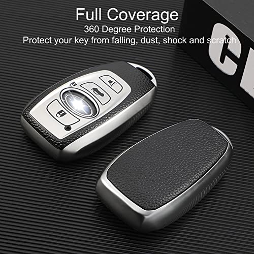 Cacacar غطاء مفتاح كاكاسار سوبارو، غطاء حماية كامل من جلد TPU الناعم الفاخر لمفتاح سوبارو فورستر، أوبباك، BRZ، ليجاسي، كروس تريك، واقي مفتاح ذكي، أزرق - Image 3