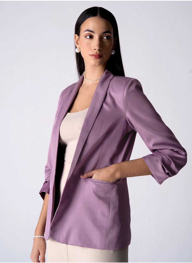 Salt Attire Women's Elegant Mauve Blazer - Tailored Fit, Premium Polyester Jacket for Office, Events, and Versatile Style  - Image 2