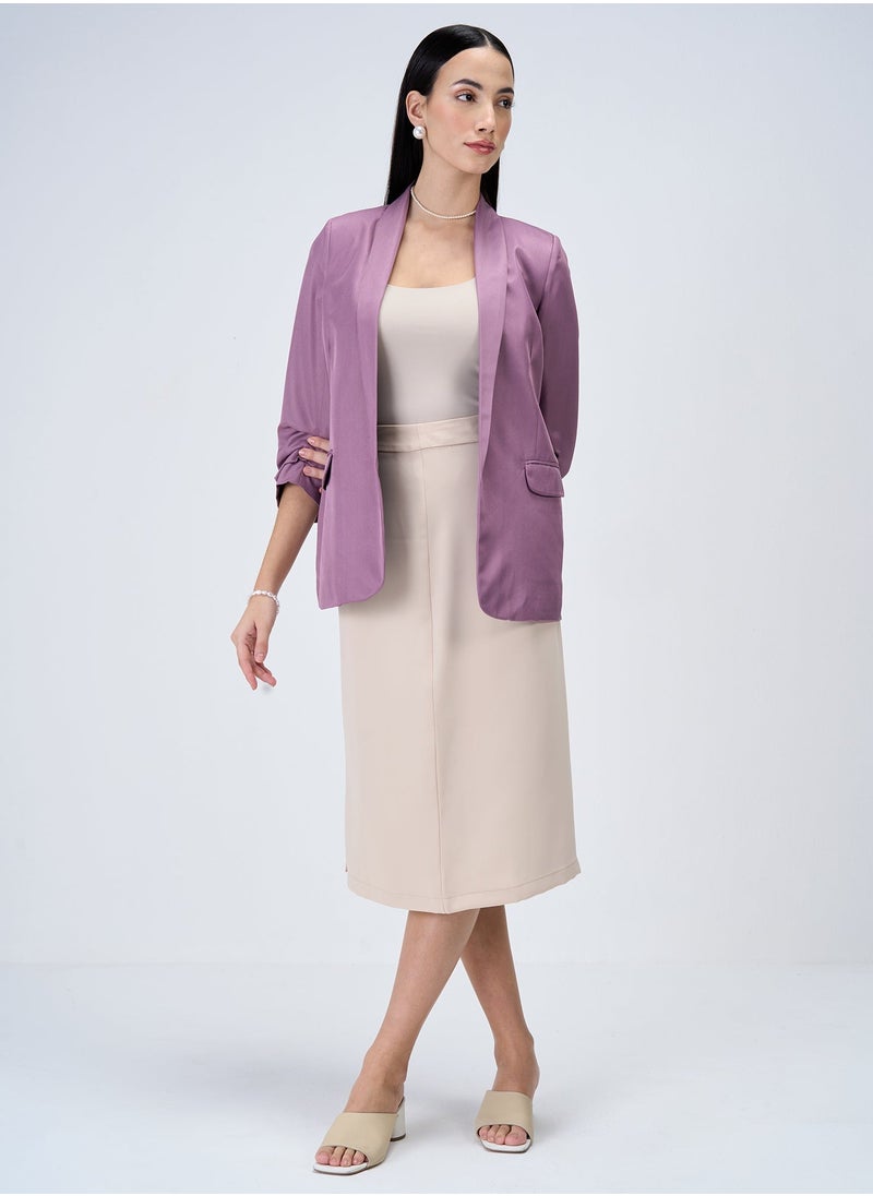 Salt Attire Women's Elegant Mauve Blazer - Tailored Fit, Premium Polyester Jacket for Office, Events, and Versatile Style  - Image 1