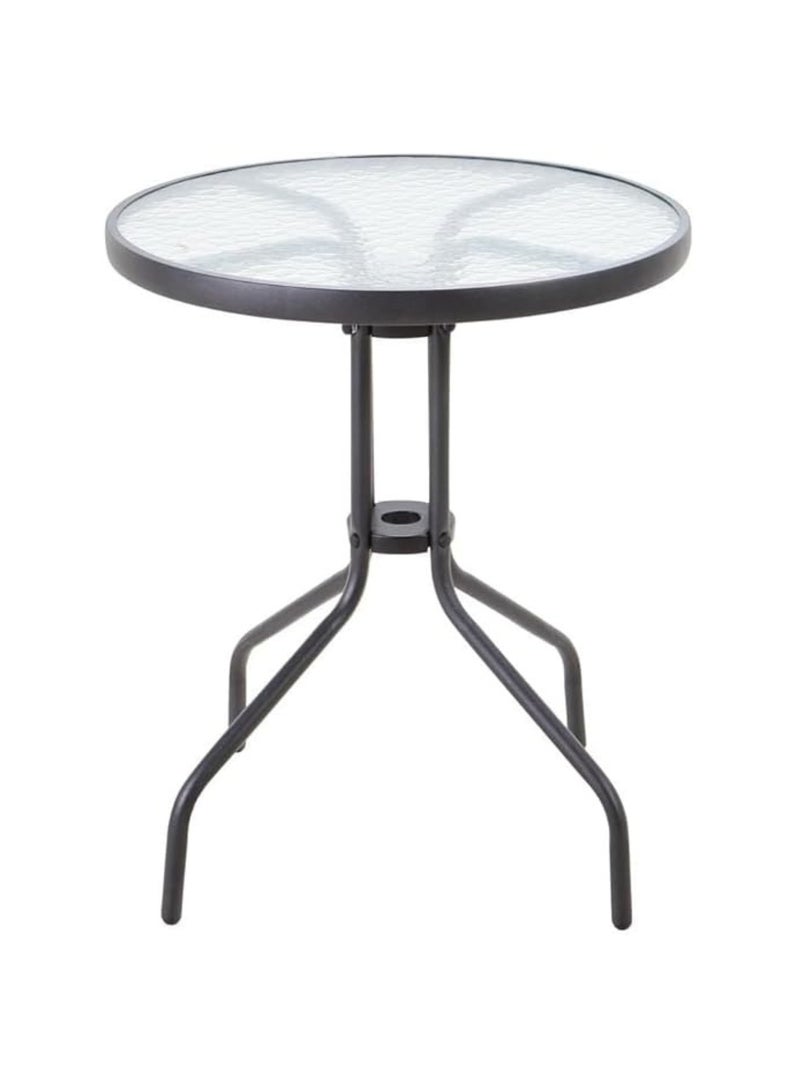 KUSTOMDECO Kustom Deco 3-Piece Bistro Set, Glass Top Round Table with 2 Rattan Wicker Chairs, Black - Image 2