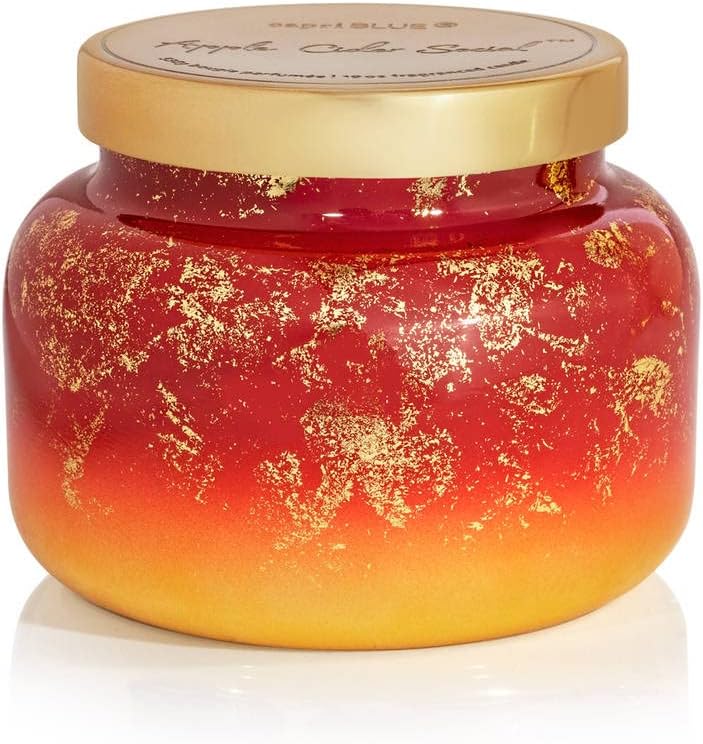 Capri Blue Scented Candles - Glimmer Collection - Ombre Glass Candle Holder - Luxury Apple Candles for Women & Men - Signature Jar in Cranberry Red and Gold (Apple Cider Social, 19 oz) - Image 2