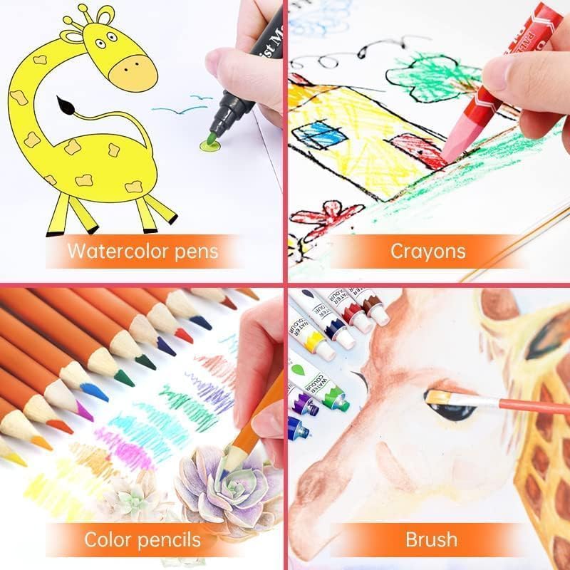 53 Arts 53ARTS Unicorn 128 Pcs Art Kit Portable Drawing Suitcase Box with Crayons, Oil Pastels, Colored Pencils, Watercolours Cake Case Combo, Birthday Gifts for Kids - Image 5