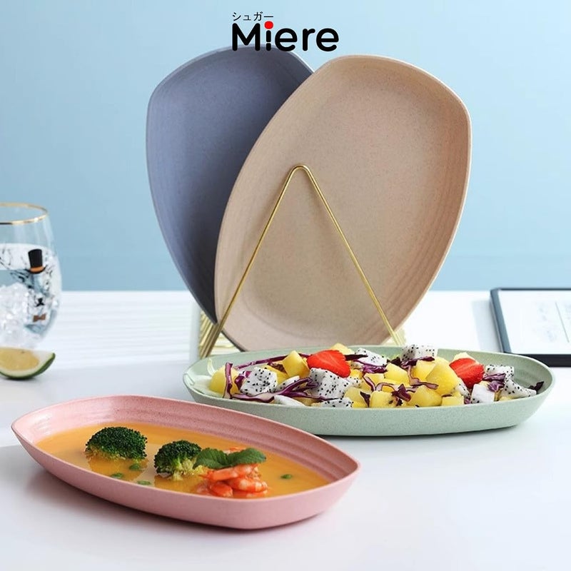 aDai Oval Shape Lightweight Pastel Colored Wheat Straw Plates 4 Pack 118 Unbreakable Dinner Plates EcoFriendly Dishwasher Microwave Safe - Image 4