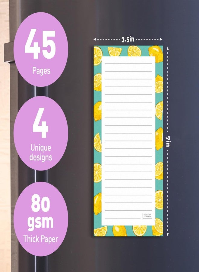 Sweetzer & Orange S&O Magnetic Notepads for Refrigerator 4 Pack - Fun Fruity Magnetic Note Pad for Fridge Sets - Magnetic List Pads for Refrigerator - Magnet Notepads for Refrigerator - 3.5” x 7”, 45 Pages - Image 2