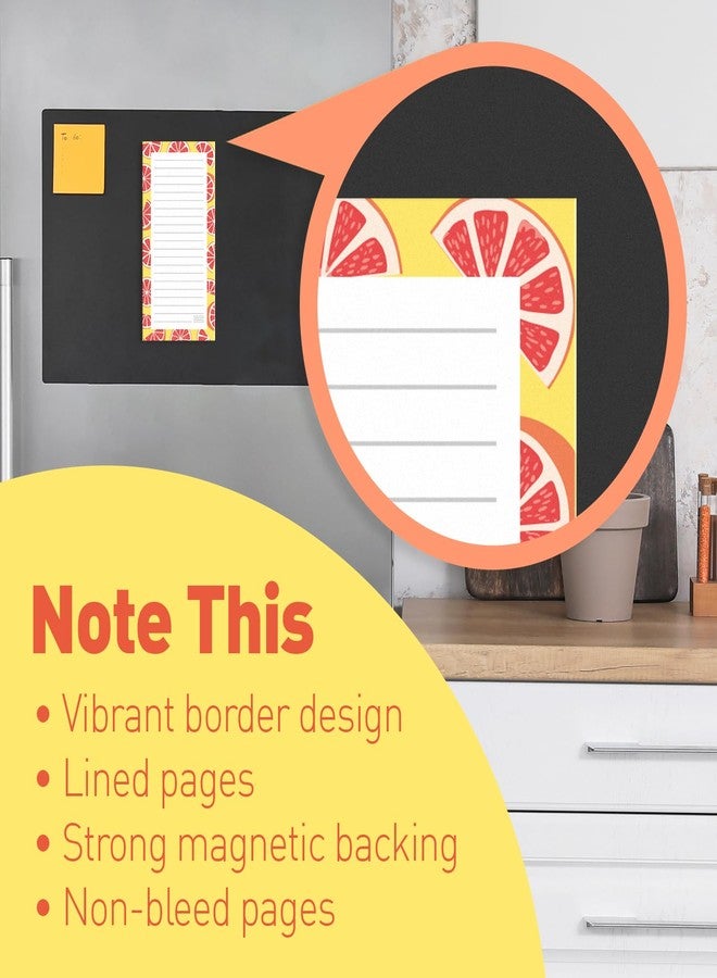 Sweetzer & Orange S&O Magnetic Notepads for Refrigerator 4 Pack - Fun Fruity Magnetic Note Pad for Fridge Sets - Magnetic List Pads for Refrigerator - Magnet Notepads for Refrigerator - 3.5” x 7”, 45 Pages - Image 3