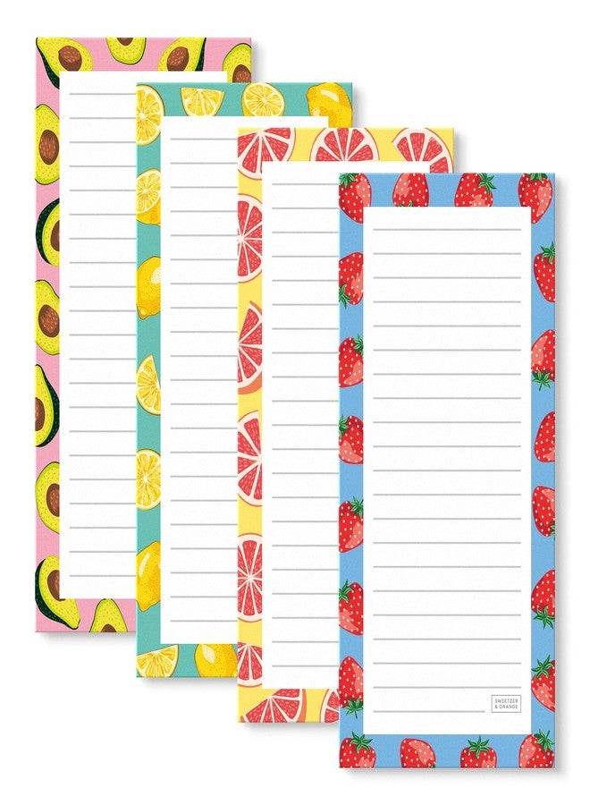 Sweetzer & Orange S&O Magnetic Notepads for Refrigerator 4 Pack - Fun Fruity Magnetic Note Pad for Fridge Sets - Magnetic List Pads for Refrigerator - Magnet Notepads for Refrigerator - 3.5” x 7”, 45 Pages - Image 1