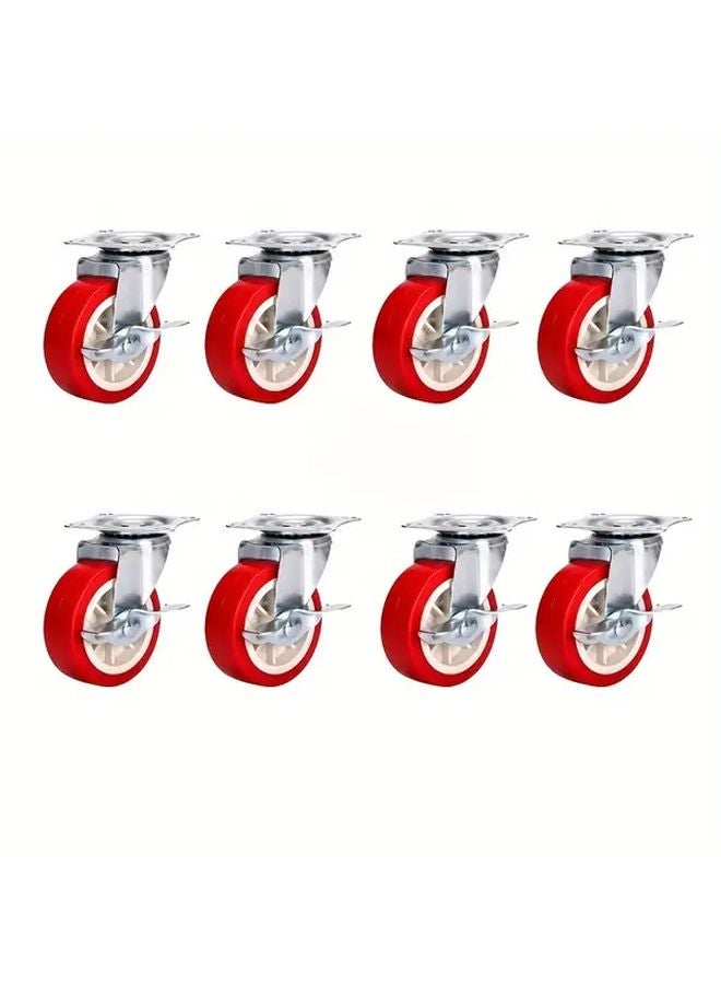 Red 4 Piece Set Heavy Duty Silent Locking Casters 1 Inch Safety Lock Ultra Quiet 360 Swivel - Image 2