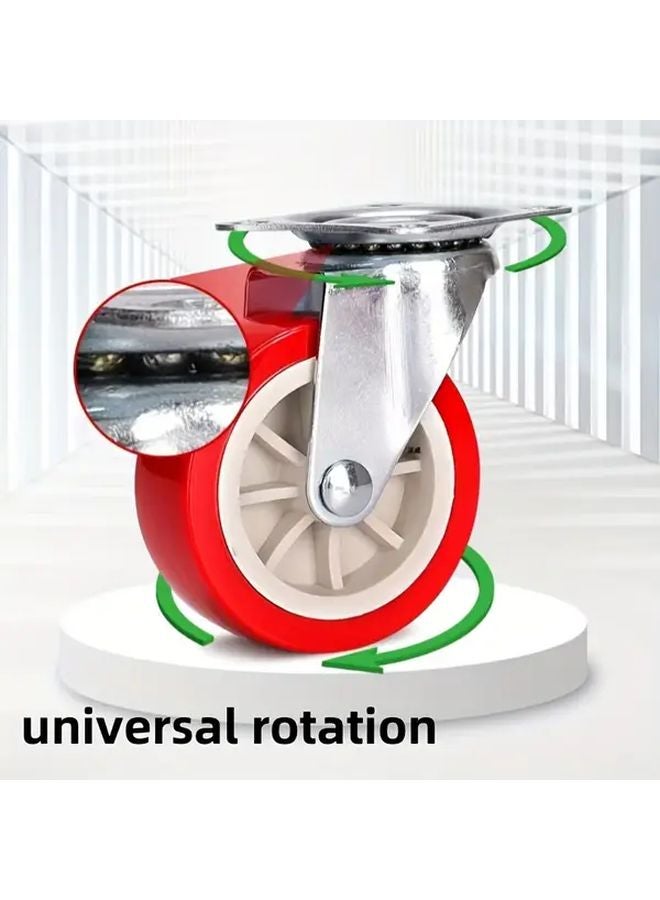 Red 4 Piece Set Heavy Duty Silent Locking Casters 1 Inch Safety Lock Ultra Quiet 360 Swivel - Image 3