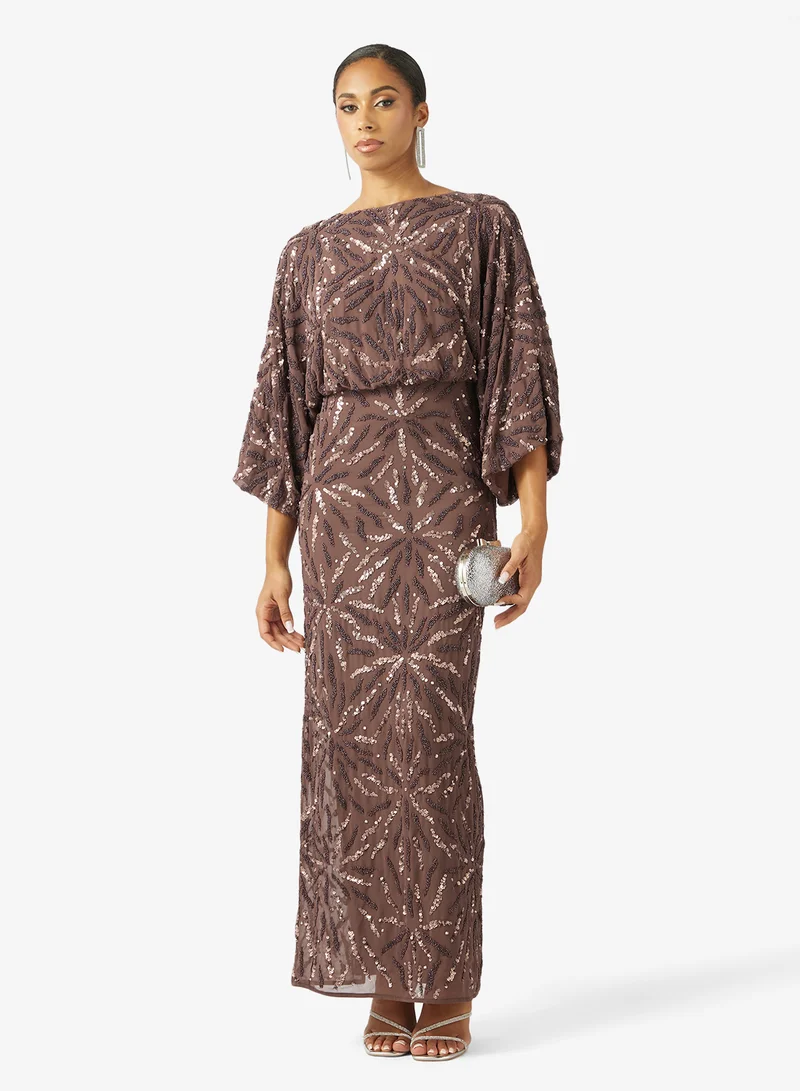 Amelia Rose Sequin Boat Neck Maxi Dress