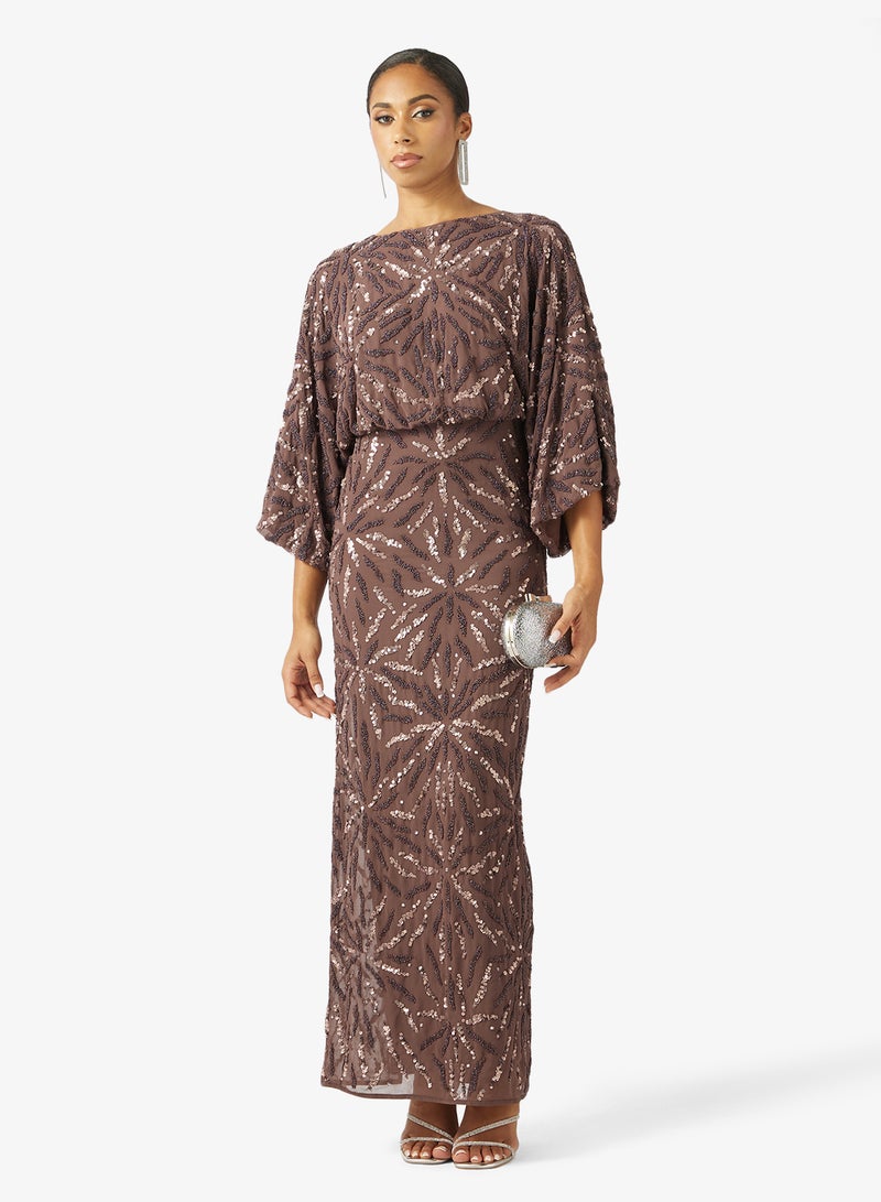 Amelia Rose Sequin Boat Neck Maxi Dress - Image 4