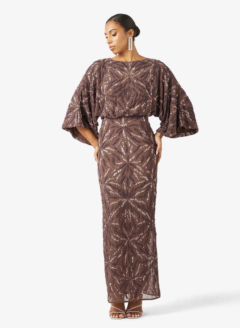 Amelia Rose Sequin Boat Neck Maxi Dress - Image 1
