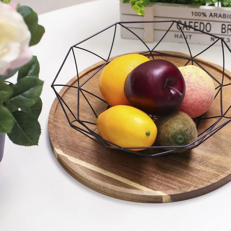 QIELSER 12 Inches Round Wooden Tray for Decor, Small Wooden Serving Tray for Candle Holder Tray, Farmhouse Circle Tray, Round Wood Trays Home Decor for Coffee Table, Kitchen - Image 2